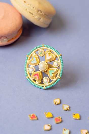 Bauble Bazaar_Multi Color Beads, Pearls, Stones, Crystals Found You Ring _Online_at_Aza_Fashions