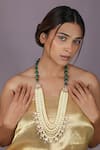 Buy_Riana Jewellery_Green Beads, Pearls, Stones Multilayer Necklace _at_Aza_Fashions