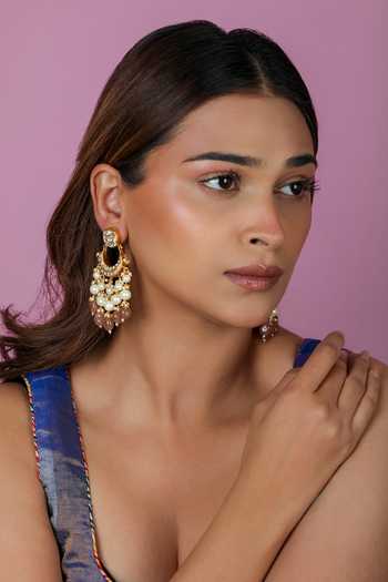 Buy_Riana Jewellery_Pink Beads, Pearls, Stones Embellished Chandbalis _at_Aza_Fashions