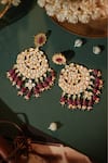 Shop_Riana Jewellery_Pink Beads, Pearls, Stones Contrast Beaded Chandbali Earrings _at_Aza_Fashions