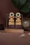 Shop_Riana Jewellery_Gold Plated Beads, Pearls, Stones Embellished Jhumkas _at_Aza_Fashions