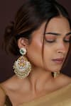 Riana Jewellery_Gold Plated Beads, Pearls, Stones Kundan Embellished Chandbalis _Online_at_Aza_Fashions