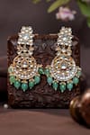 Shop_Riana Jewellery_Green Beads, Pearls, Stones Jadtar Embellished Danglers _at_Aza_Fashions