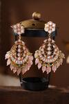 Shop_Riana Jewellery_Pink Beads, Pearls, Stones Kundan Embellished Chandbalis _at_Aza_Fashions