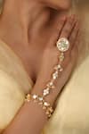 Buy_Riana Jewellery_White Beads, Pearls Mother Of Embellished Hathphool _at_Aza_Fashions
