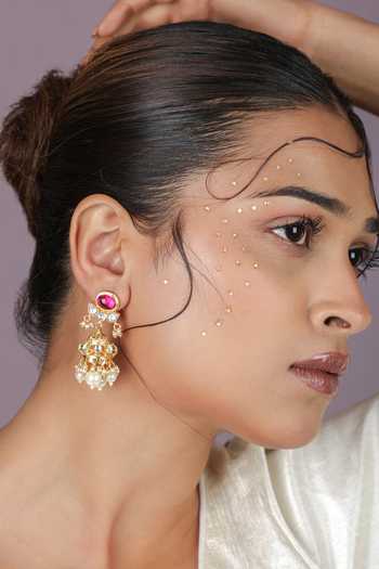 Riana Jewellery_Gold Plated Beads, Pearls, Stones Embellished Necklace Set _Online_at_Aza_Fashions