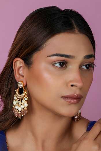 Riana Jewellery_Pink Beads, Pearls, Stones Embellished Choker Set _Online_at_Aza_Fashions