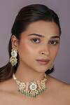 Buy_Riana Jewellery_Green Beads, Pearls, Stones, Mirrors Embellished Necklace Set _at_Aza_Fashions