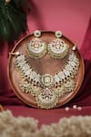 Shop_Riana Jewellery_Pink Beads, Stones Kundan Embellished Necklace Set _at_Aza_Fashions