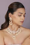 Buy_Riana Jewellery_White Pearls, Stones Embellished Necklace Set _at_Aza_Fashions