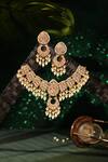 Shop_Riana Jewellery_White Pearls, Stones Embellished Necklace Set _at_Aza_Fashions