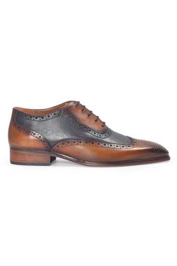 Buy_Domani_Blue Mayfair Patina Leather Brogue Loafer Shoes _Online_at_Aza_Fashions