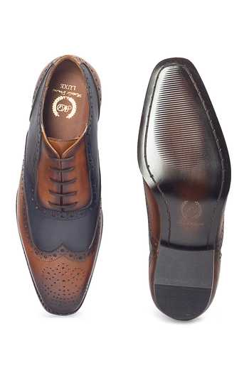 Shop_Domani_Blue Mayfair Patina Leather Brogue Loafer Shoes _Online_at_Aza_Fashions