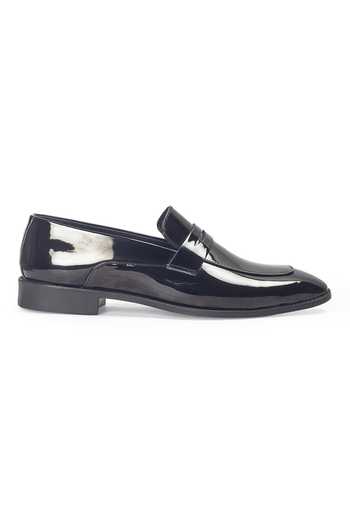 Domani_Black Valencia Penny Slip-on Loafers _Online_at_Aza_Fashions