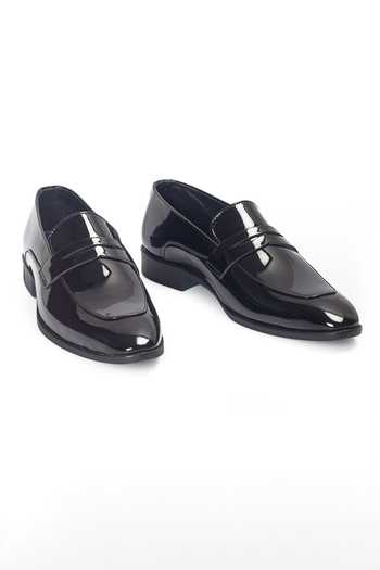 Buy_Domani_Black Valencia Penny Slip-on Loafers _Online_at_Aza_Fashions