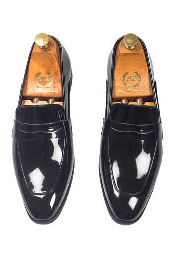 Shop_Domani_Black Valencia Penny Slip-on Loafers _at_Aza_Fashions