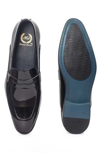 Shop_Domani_Black Valencia Penny Slip-on Loafers _Online_at_Aza_Fashions