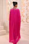 Shop_Aneesh Agarwaal_Pink Satin Gulnaar Placement Embroidered Cape Set _at_Aza_Fashions
