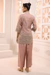Shop_Aneesh Agarwaal_Pink Organza, Silk Embroidery, Zari, Stones Maya Floral Jacket And Pant Set _at_Aza_Fashions