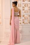Shop_Aneesh Agarwaal_Pink Chiffon, Organza Tassels, Ziya Pre-draped Pant Saree With Corset _at_Aza_Fashions