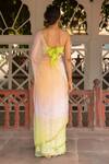 Shop_Geroo Jaipur_Multi Color Chiffon Mirrors One Shoulder Ombre Pre-draped Saree With Blouse _at_Aza_Fashions