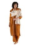 Khat_Orange Chanderi Silk Embroidery Round Neck Kurta Set _Online_at_Aza_Fashions