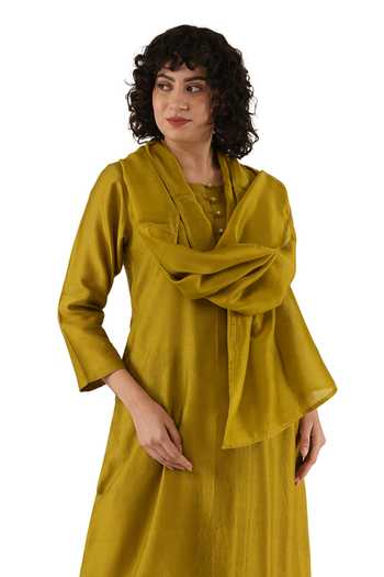 Buy_Khat_Yellow Green Chanderi Silk Embroidery Round Neck Kurta Set _Online_at_Aza_Fashions