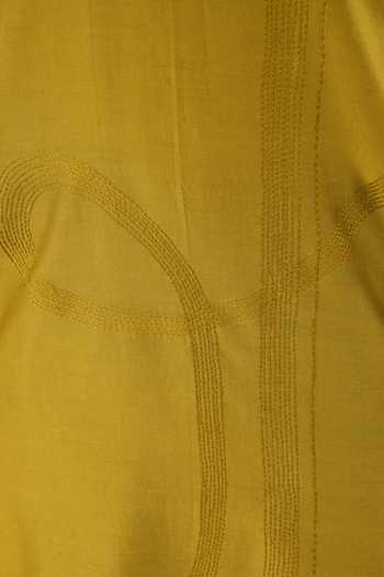 Shop_Khat_Yellow Green Chanderi Silk Embroidery Round Neck Kurta Set _Online