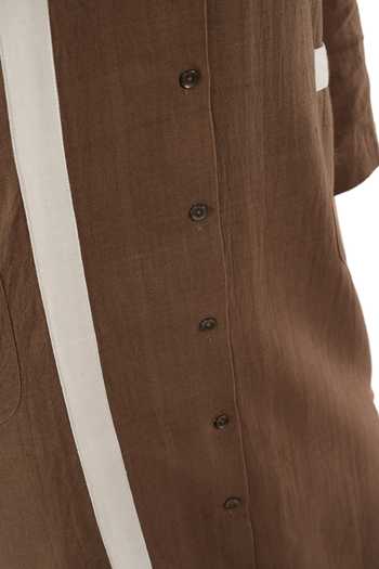 Shop_Khat_Brown Cotton Collared, Yes Handwoven Kurta And Pant Set 