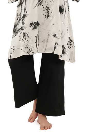 Khat_Black Silk Collared, Yes Abstract Print Kurta And Pant Set _at_Aza_Fashions