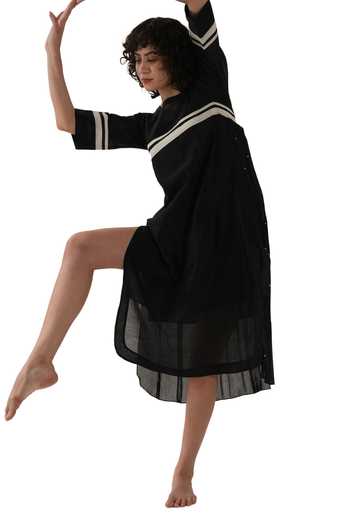 Shop_Khat_Black Chanderi Silk Round Neck Dot Print Tunic 