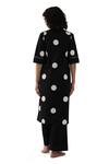 Buy_Khat_Black Poplin, Cotton Embroidery Collared Polka Print Kurta And Pant Set _Online_at_Aza_Fashions