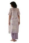 Shop_Khat_Purple Chanderi Silk Round Neck, Yes Marble Pattern Kurta Set _at_Aza_Fashions