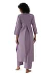 Shop_Khat_Purple Cotton, Poplin Mandarin Collar, Yes Straight Kurta And Pant Set _at_Aza_Fashions