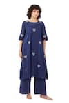 Buy_Khat_Blue Cotton Round Neck Heart Print Kurta Set _at_Aza_Fashions