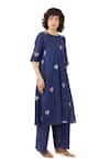 Shop_Khat_Blue Cotton Round Neck Heart Print Kurta Set _Online_at_Aza_Fashions