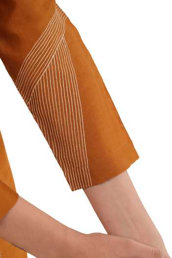 Shop_Khat_Orange Chanderi Silk Embroidery Round Neck Dress _Online_at_Aza_Fashions