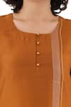Buy_Khat_Orange Chanderi Silk Embroidery Round Neck Straight Kurta Set _Online_at_Aza_Fashions