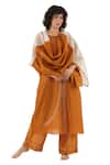 Buy_Khat_Orange Chanderi Silk Embroidery Round Neck Abstract Pattern Kurta Set _at_Aza_Fashions