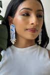 Buy_KIHOY_Blue Sequins, Beads, Pearls Muse Handpainted Earrings _at_Aza_Fashions