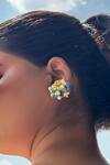 KIHOY_Multi Color Sequins, Beads, Pearls Daffodil Embroidered Earrings _Online_at_Aza_Fashions