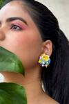 Buy_KIHOY_Multi Color Sequins, Beads, Pearls Daffodil Embroidered Earrings _at_Aza_Fashions