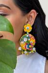 KIHOY_Multi Color Sequins, Beads, Pearls, Garden Of Eden 3d Embroidered Earrings _Online_at_Aza_Fashions