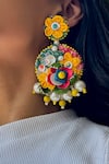 Buy_KIHOY_Multi Color Sequins, Beads, Pearls, Garden Of Eden 3d Embroidered Earrings _Online_at_Aza_Fashions