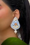 KIHOY_Blue Embroidery, Beads, Pearls Mistik Dusk Hand Eaarings _Online_at_Aza_Fashions