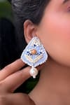 Buy_KIHOY_Blue Embroidery, Beads, Pearls Mistik Dusk Hand Eaarings _at_Aza_Fashions