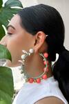 Buy_KIHOY_Peach Pearls, Beads Hoop Earrings _at_Aza_Fashions