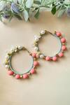 Shop_KIHOY_Peach Pearls, Beads Hoop Earrings _at_Aza_Fashions