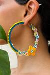 Buy_KIHOY_Multi Color Sequins, Beads, Mirrors, Fabric Flowers Embroidered Hoops _Online_at_Aza_Fashions
