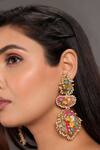 Buy_KIHOY_Pink Embroidery, Pearls, Zari Devi Earrings _at_Aza_Fashions
